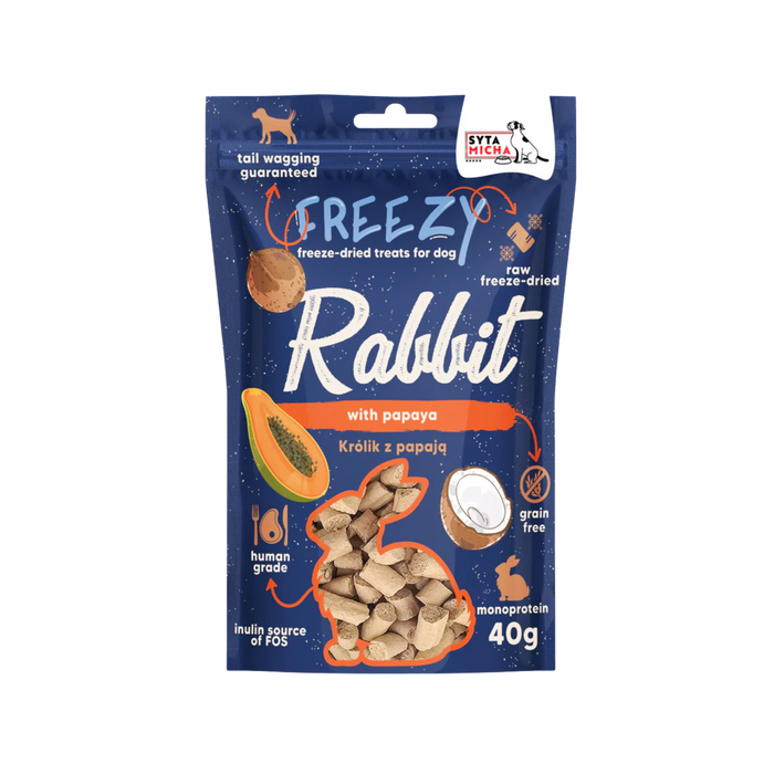Syta Micha FREEZY Liofilizowane przysmaki dla psa Królik z papają 40g