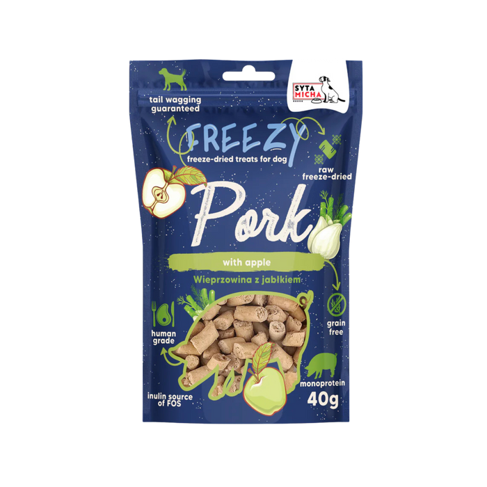 Syta Micha FREEZY Liofilizowane przysmaki dla psa Wieprzowina z jabłkiem 40g
